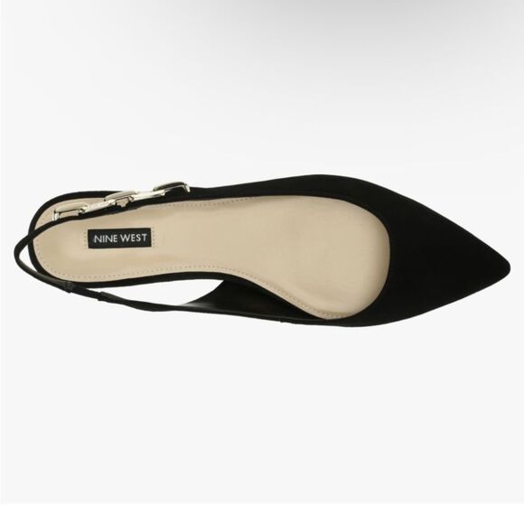 Nine West Slingback Flats Pointed Toe Gold Chain Detail Women’s Shoes Size 9M - Picture 2 of 9